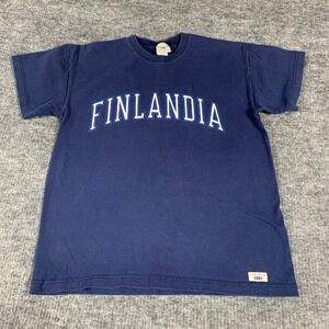 VTG Oarsman T Shirt Mens Medium Blue Finlandia Spell Out Retro 90s Hockey Vodka